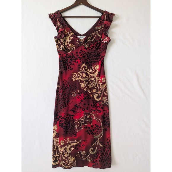 La Belle Dresses & Skirts - La Belle Vintage Babydoll Burgundy Asian Inspired Midi Dress Whimsigoth Size S